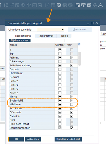 Anwendung der BestandsME in Belegen in SAP Business One